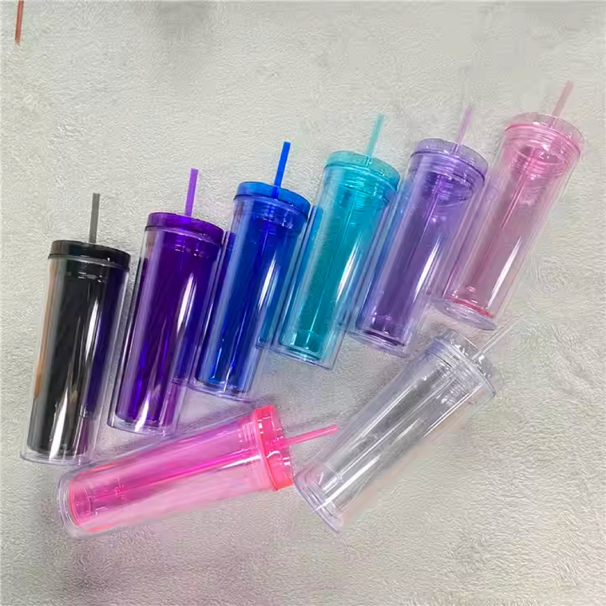 Acrylic Double-Wall Tumblers with Straw